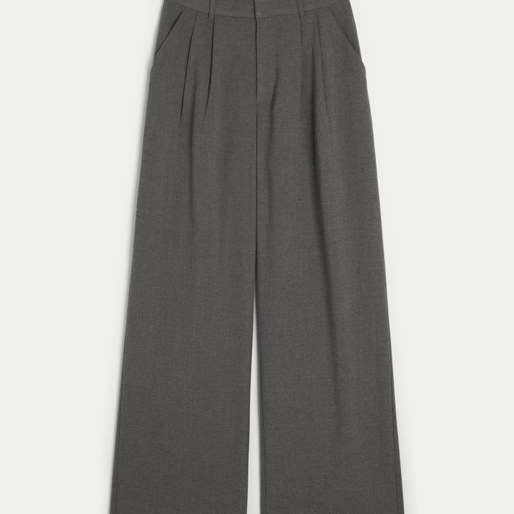 Elegant Gray Women's Wide-Leg Pants